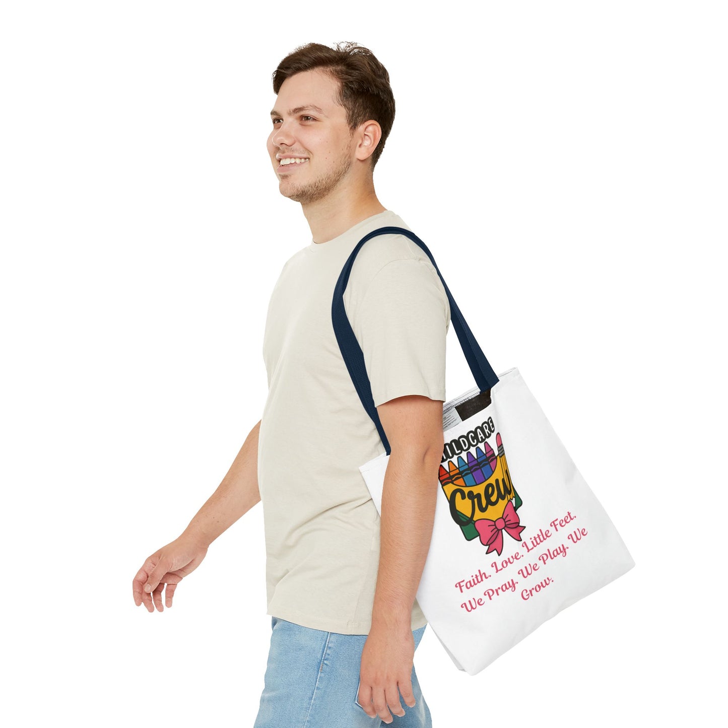 Faith, Love, Little Feet Childcare Crew Tote Bag